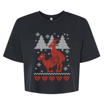 Reindeer Funny Ugly Christmas Bella+Canvas Jersey Crop Tee