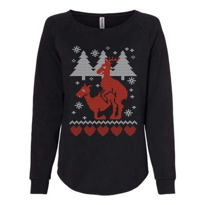 Reindeer Funny Ugly Christmas Womens California Wash Sweatshirt