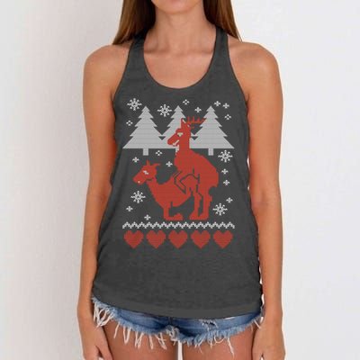 Reindeer Funny Ugly Christmas Women's Knotted Racerback Tank