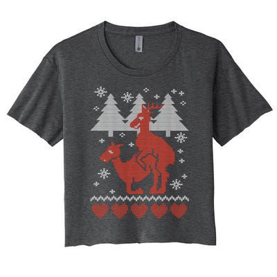 Reindeer Funny Ugly Christmas Women's Crop Top Tee