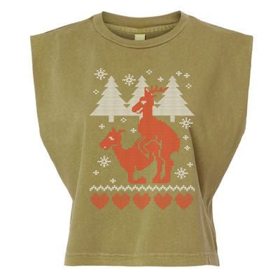 Reindeer Funny Ugly Christmas Garment-Dyed Women's Muscle Tee