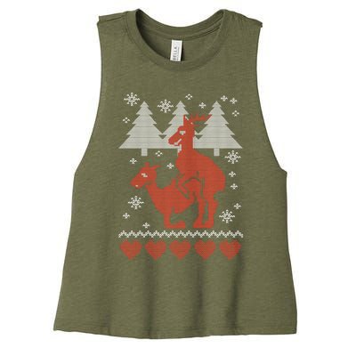 Reindeer Funny Ugly Christmas Women's Racerback Cropped Tank