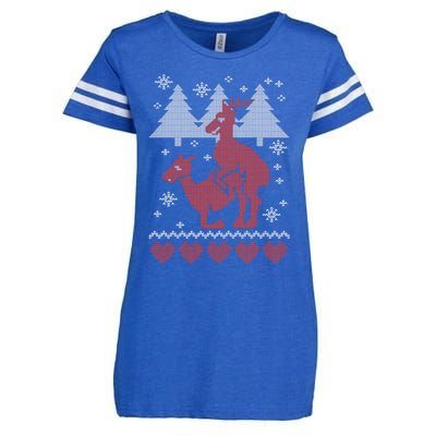 Reindeer Funny Ugly Christmas Enza Ladies Jersey Football T-Shirt