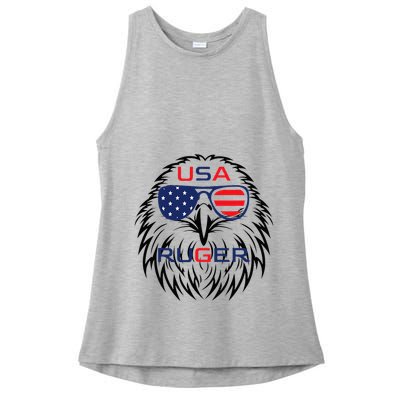 Ruger Family Us Usa American Flag Ladies PosiCharge Tri-Blend Wicking Tank
