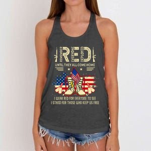 Red Friday Until They Come Home My Soldier US Flag Military Women's Knotted Racerback Tank