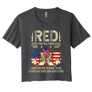 Red Friday Until They Come Home My Soldier US Flag Military Women's Crop Top Tee