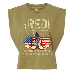 Red Friday Until They Come Home My Soldier US Flag Military Garment-Dyed Women's Muscle Tee