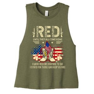 Red Friday Until They Come Home My Soldier US Flag Military Women's Racerback Cropped Tank