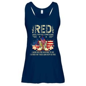 Red Friday Until They Come Home My Soldier US Flag Military Ladies Essential Flowy Tank