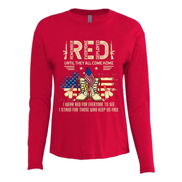 Red Friday Until They Come Home My Soldier US Flag Military Womens Cotton Relaxed Long Sleeve T-Shirt