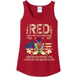 Red Friday Until They Come Home My Soldier US Flag Military Ladies Essential Tank