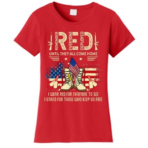 Red Friday Until They Come Home My Soldier US Flag Military Women's T-Shirt