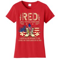 Red Friday Until They Come Home My Soldier US Flag Military Women's T-Shirt