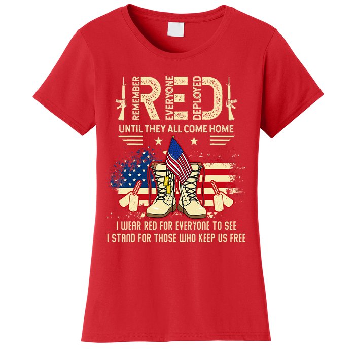 Red Friday Until They Come Home My Soldier US Flag Military Women's T-Shirt