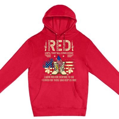 Red Friday Until They Come Home My Soldier US Flag Military Premium Pullover Hoodie