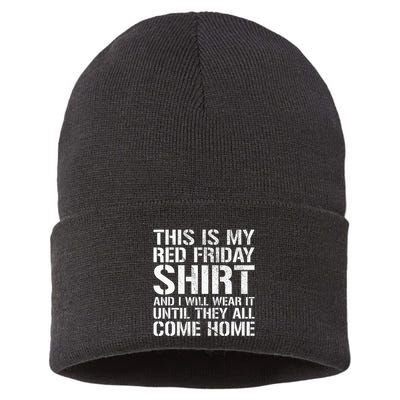 Red Friday Until They All Come Home Military Support Sustainable Knit Beanie