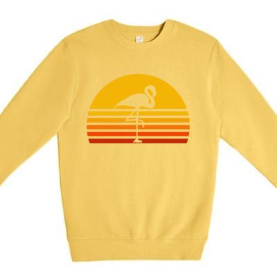 Retro Flamingo Vintage Sunset Flamingo Great Gift Premium Crewneck Sweatshirt