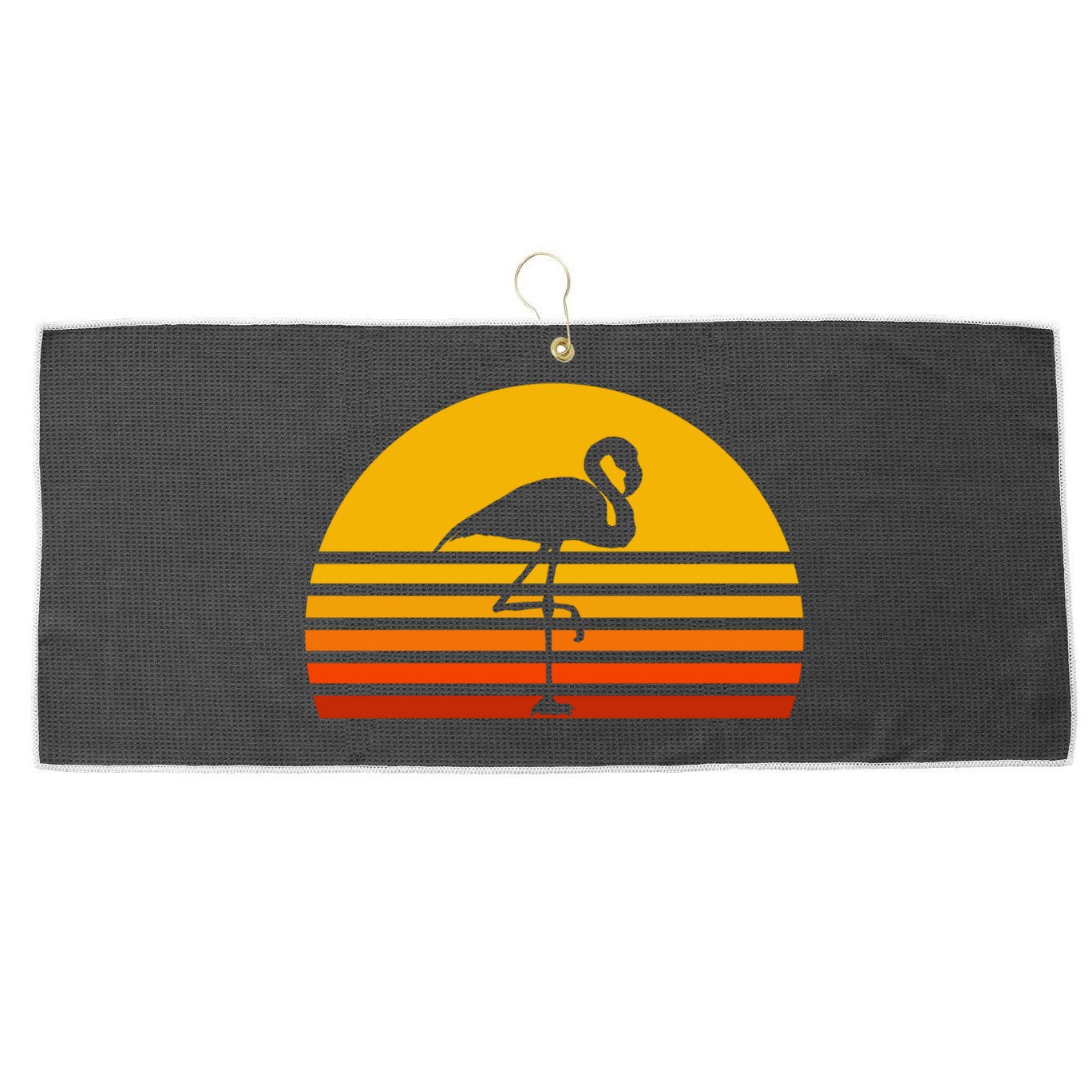 Retro Flamingo Vintage Sunset Flamingo Great Gift Large Microfiber Waffle Golf Towel