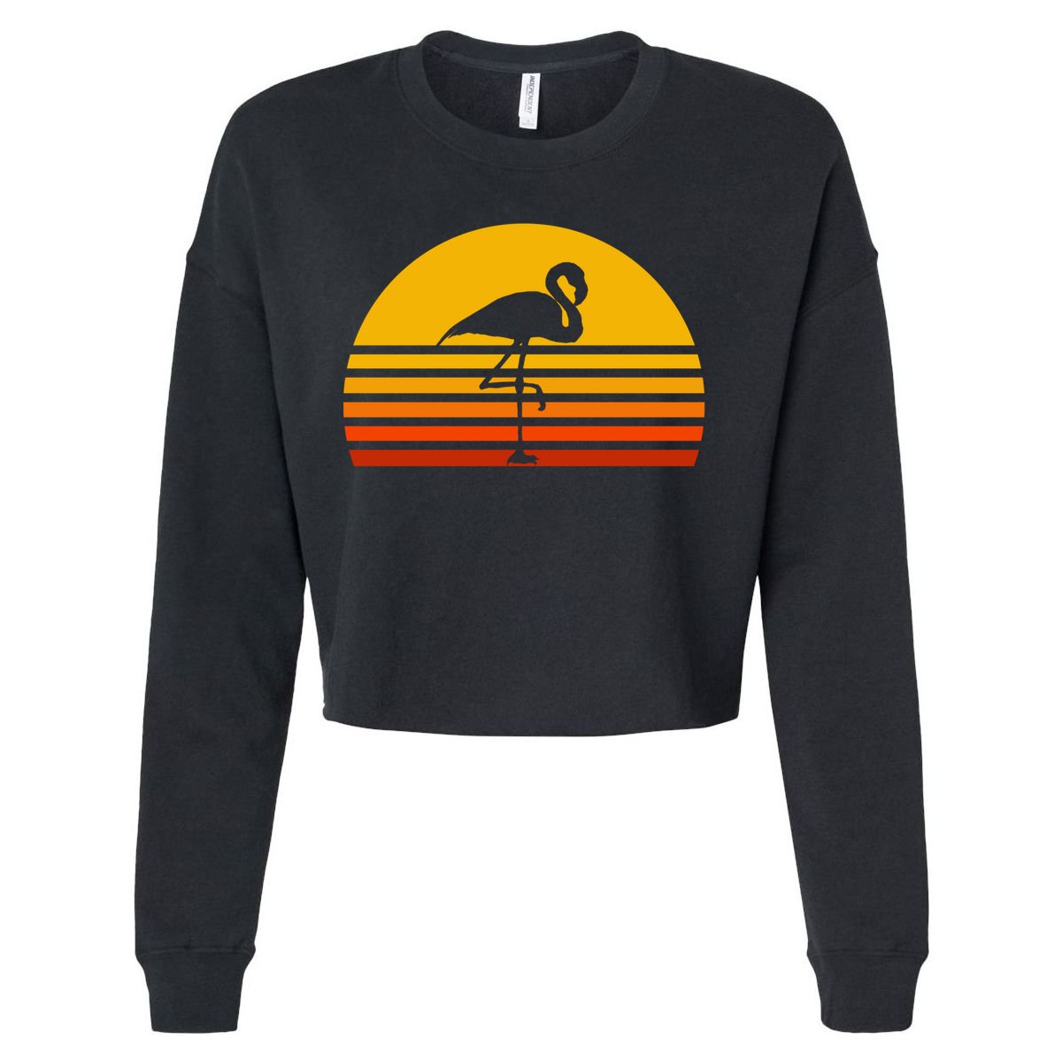 Retro Flamingo Vintage Sunset Flamingo Great Gift Cropped Pullover Crew