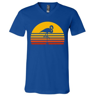 Retro Flamingo Vintage Sunset Flamingo Great Gift V-Neck T-Shirt