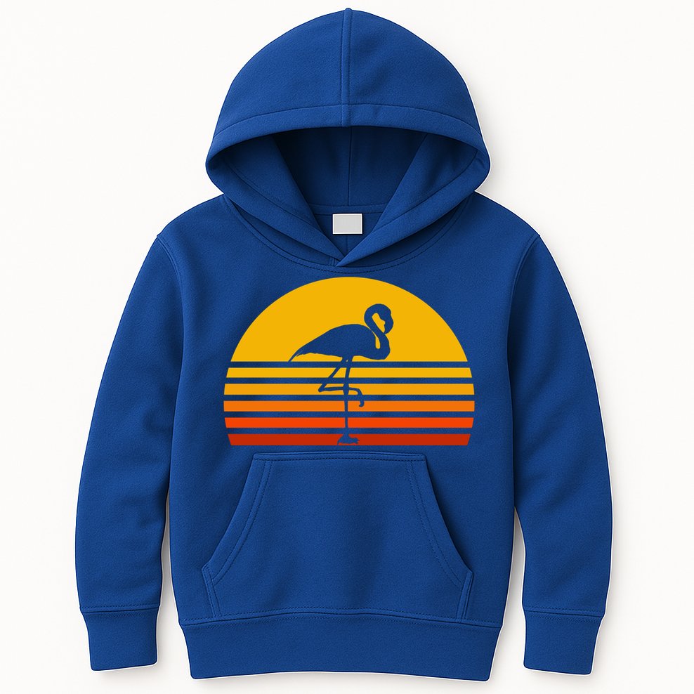 Retro Flamingo Vintage Sunset Flamingo Great Gift Kids Hoodie