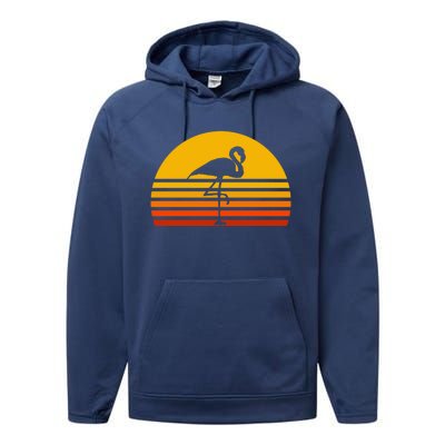 Retro Flamingo Vintage Sunset Flamingo Great Gift Performance Fleece Hoodie