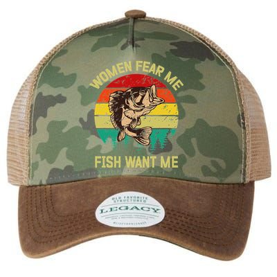 Retro Funny Vintage Fish Bass Want Me Women Fear Me Fishing Legacy Tie Dye Trucker Hat