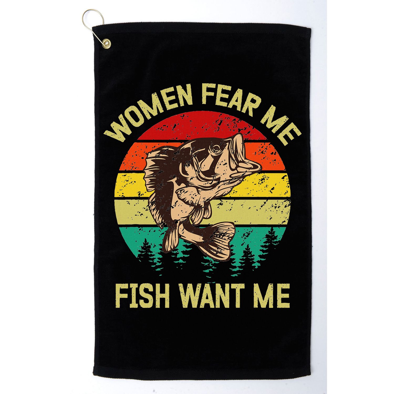 Retro Funny Vintage Fish Bass Want Me Women Fear Me Fishing Golf Towel