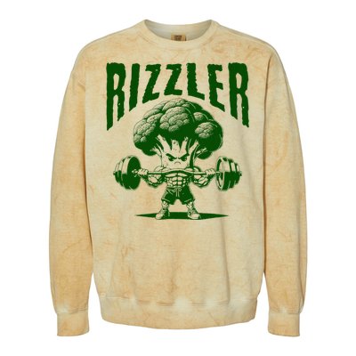 Rizzler Funny Vintage Buff Broccoli Viral Influencer Slang Colorblast Crewneck Sweatshirt