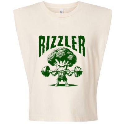 Rizzler Funny Vintage Buff Broccoli Viral Influencer Slang Garment-Dyed Women's Muscle Tee