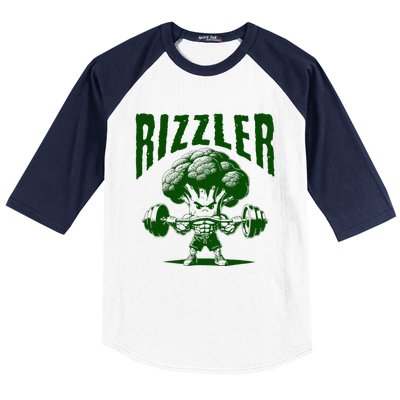 Rizzler Funny Vintage Buff Broccoli Viral Influencer Slang Baseball Sleeve Shirt