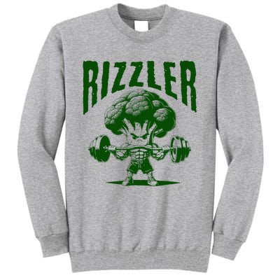 Rizzler Funny Vintage Buff Broccoli Viral Influencer Slang Tall Sweatshirt