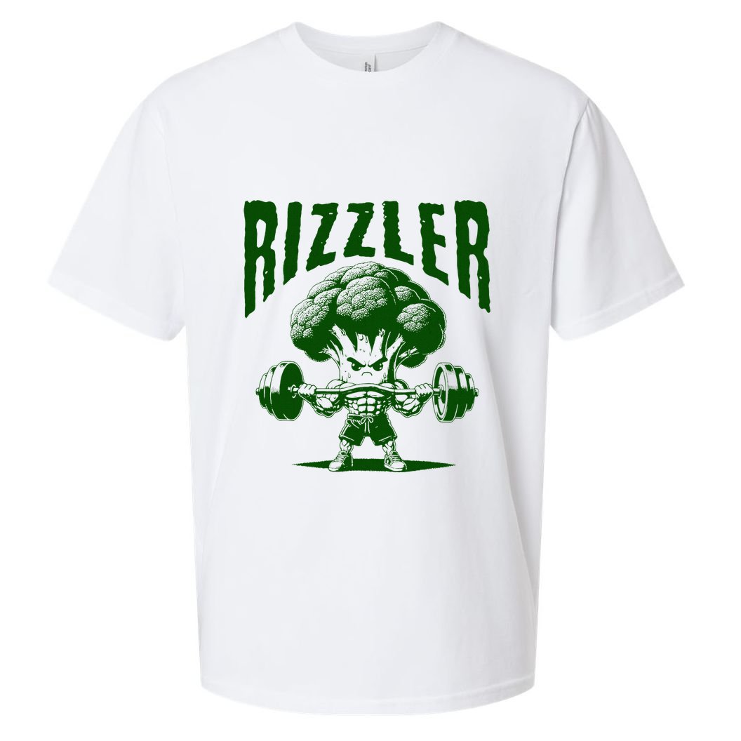 Rizzler Funny Vintage Buff Broccoli Viral Influencer Slang Sueded Cloud Jersey T-Shirt