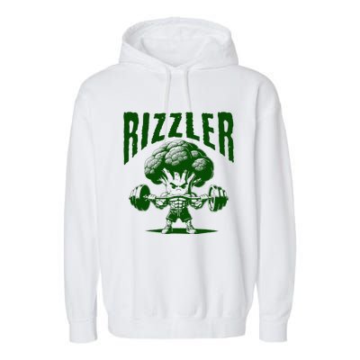 Rizzler Funny Vintage Buff Broccoli Viral Influencer Slang Garment-Dyed Fleece Hoodie