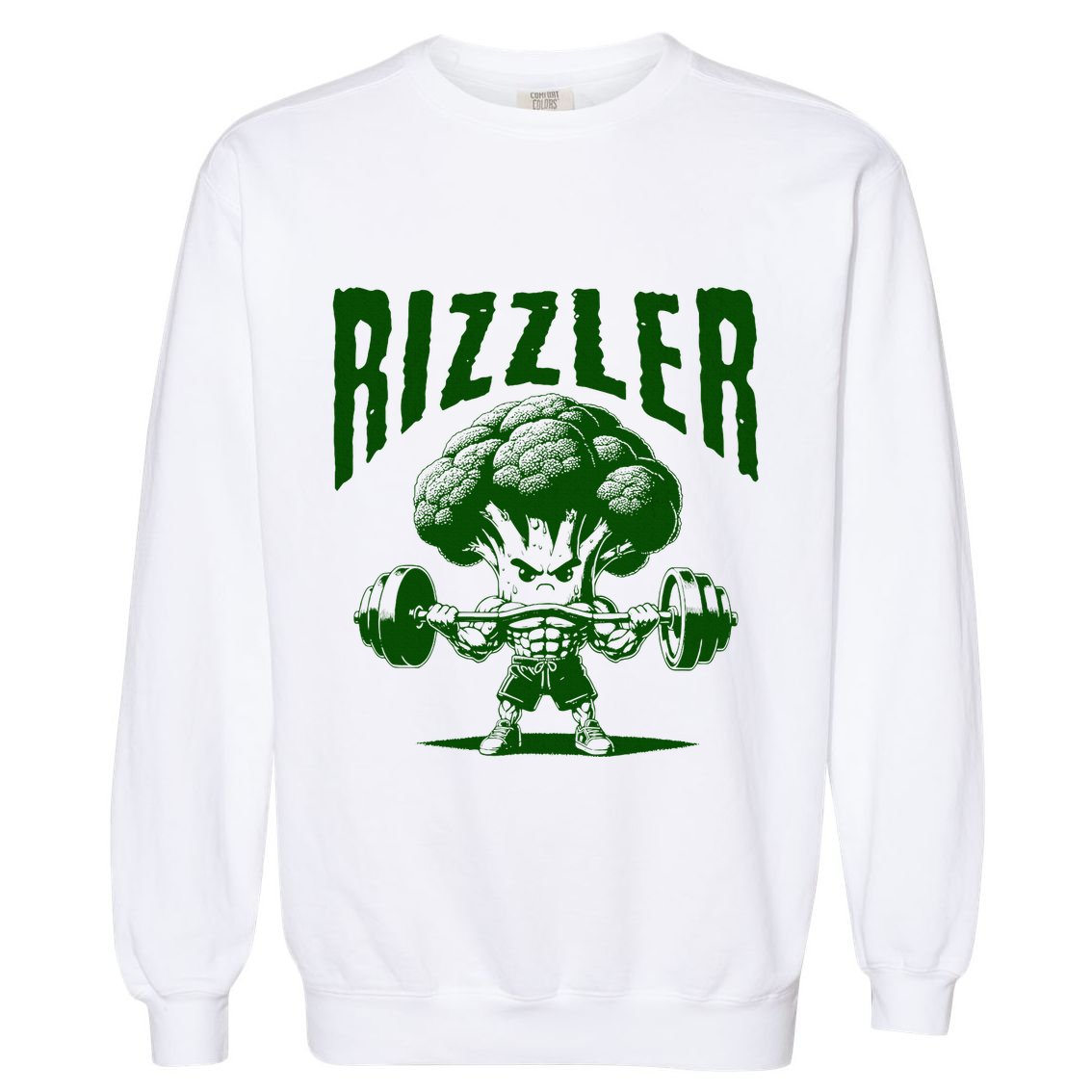 Rizzler Funny Vintage Buff Broccoli Viral Influencer Slang Garment-Dyed Sweatshirt