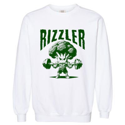 Rizzler Funny Vintage Buff Broccoli Viral Influencer Slang Garment-Dyed Sweatshirt