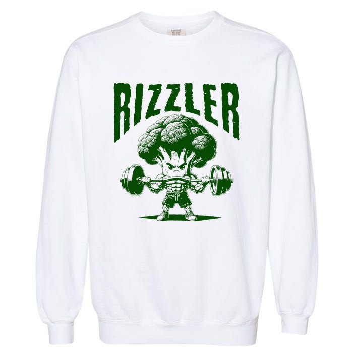 Rizzler Funny Vintage Buff Broccoli Viral Influencer Slang Garment-Dyed Sweatshirt