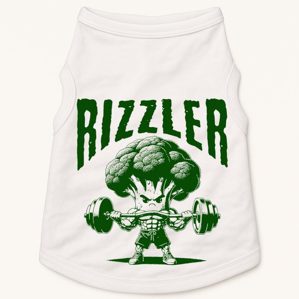 Rizzler Funny Vintage Buff Broccoli Viral Influencer Slang Doggie Tank