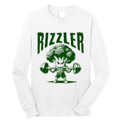 Rizzler Funny Vintage Buff Broccoli Viral Influencer Slang Long Sleeve Shirt