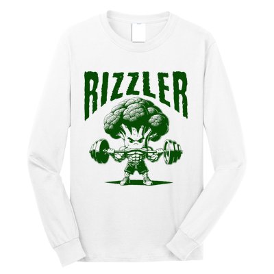 Rizzler Funny Vintage Buff Broccoli Viral Influencer Slang Long Sleeve Shirt