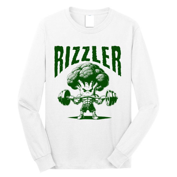 Rizzler Funny Vintage Buff Broccoli Viral Influencer Slang Long Sleeve Shirt