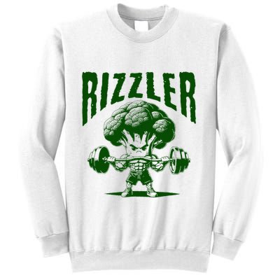 Rizzler Funny Vintage Buff Broccoli Viral Influencer Slang Sweatshirt