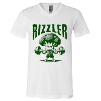 Rizzler Funny Vintage Buff Broccoli Viral Influencer Slang V-Neck T-Shirt