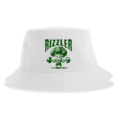 Rizzler Funny Vintage Buff Broccoli Viral Influencer Slang Sustainable Bucket Hat