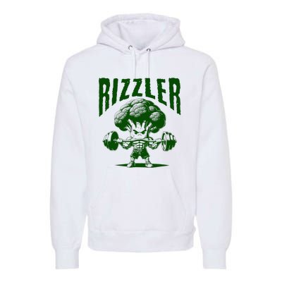 Rizzler Funny Vintage Buff Broccoli Viral Influencer Slang Premium Hoodie