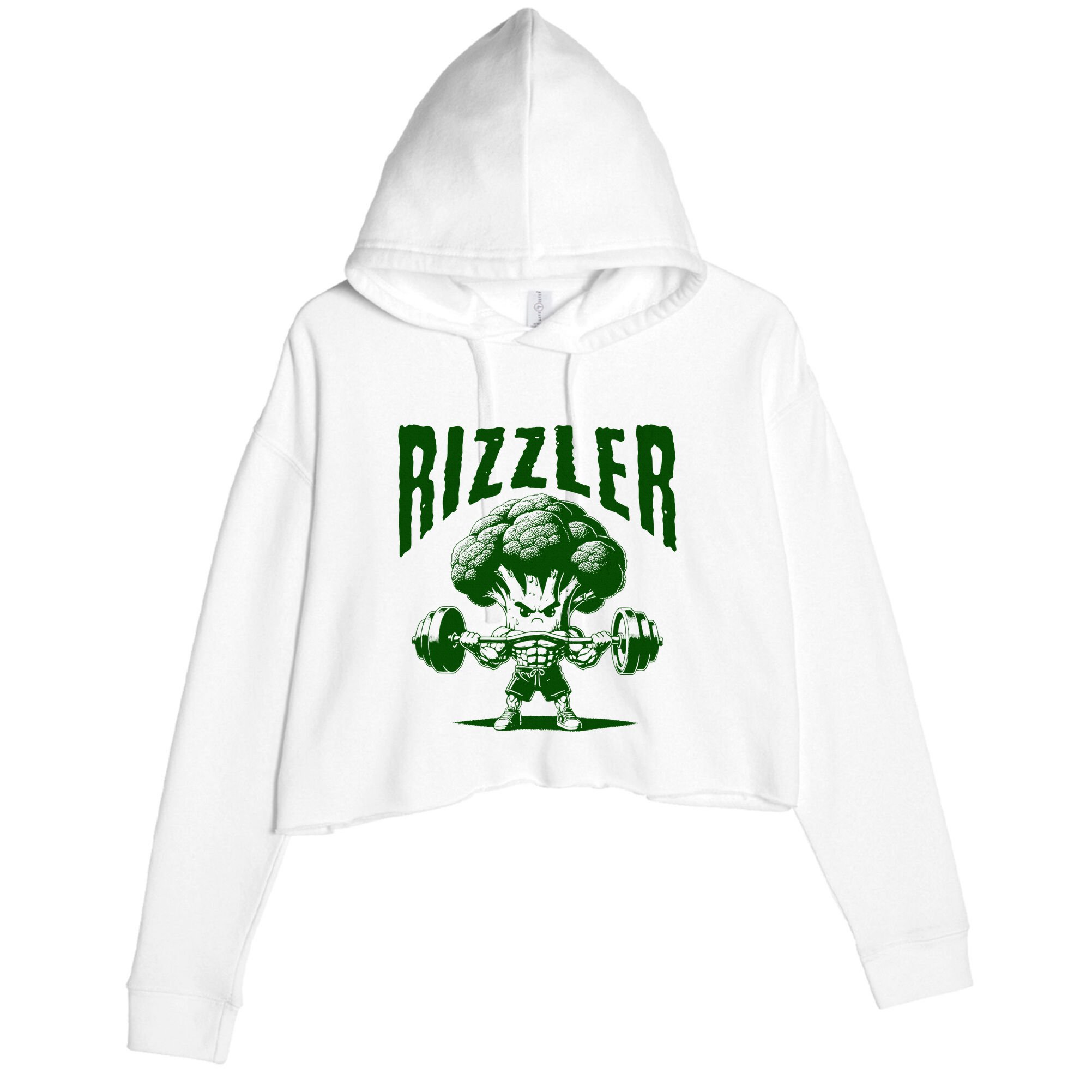 Rizzler Funny Vintage Buff Broccoli Viral Influencer Slang Crop Fleece Hoodie