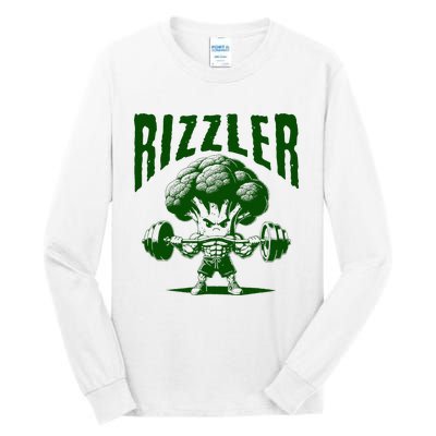 Rizzler Funny Vintage Buff Broccoli Viral Influencer Slang Tall Long Sleeve T-Shirt