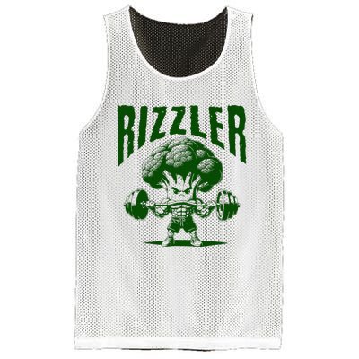 Rizzler Funny Vintage Buff Broccoli Viral Influencer Slang Mesh Reversible Basketball Jersey Tank