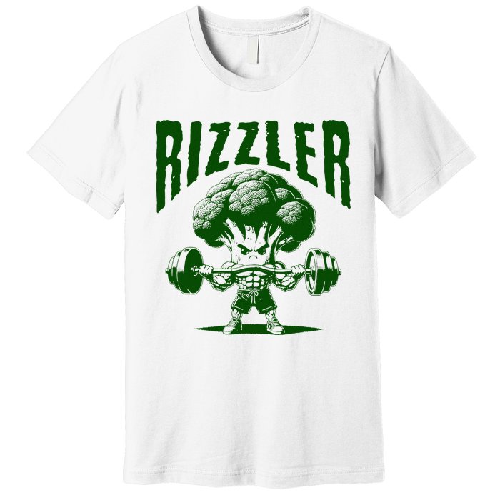 Rizzler Funny Vintage Buff Broccoli Viral Influencer Slang Premium T-Shirt