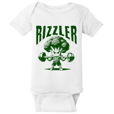 Rizzler Funny Vintage Buff Broccoli Viral Influencer Slang Baby Bodysuit